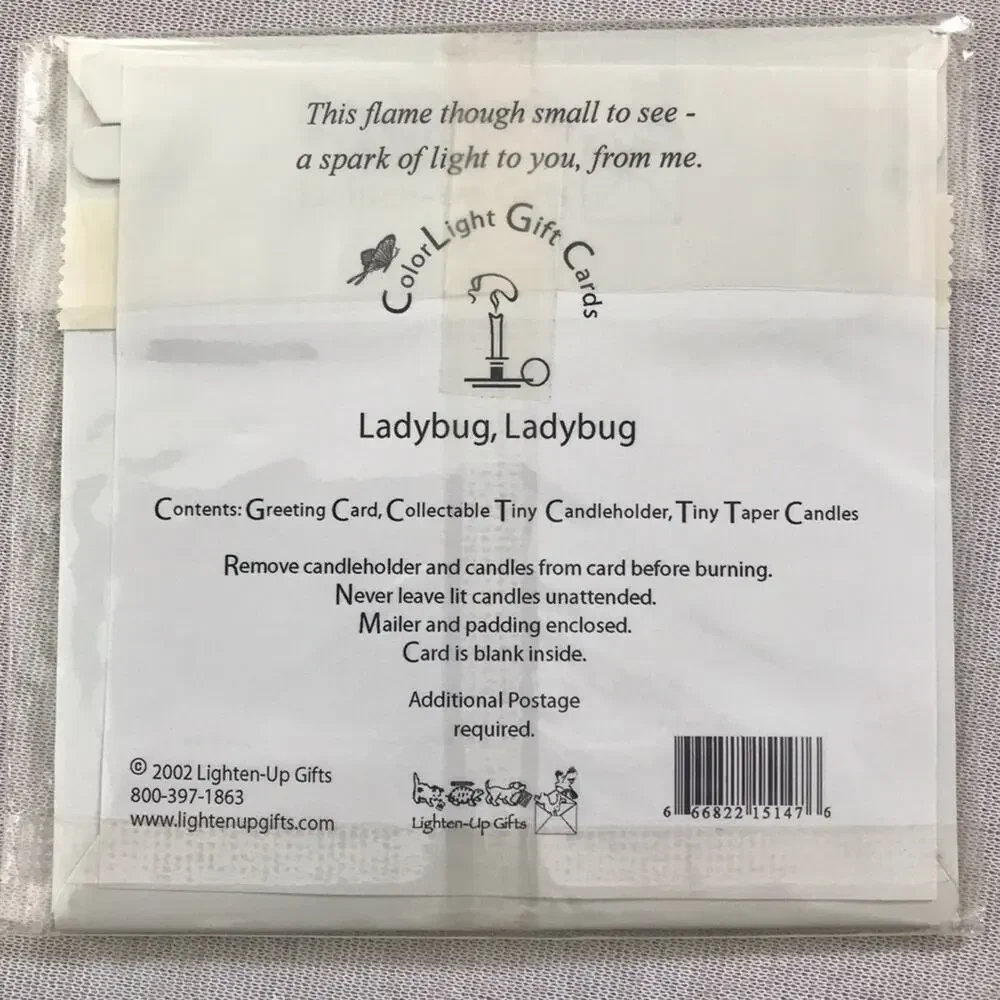 Greeting Cards 4 Set Lady Bug Candle Holders with Tiny Candles